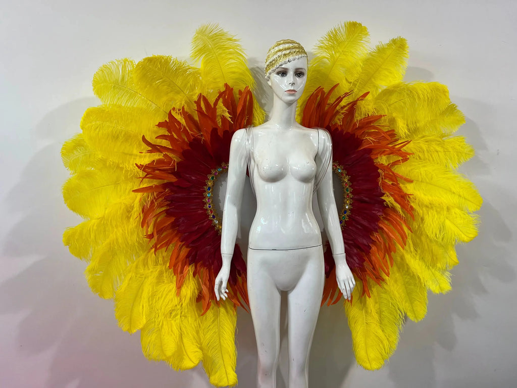 Two-Tone Feather Wing Backpiece Stage Costume Accessory