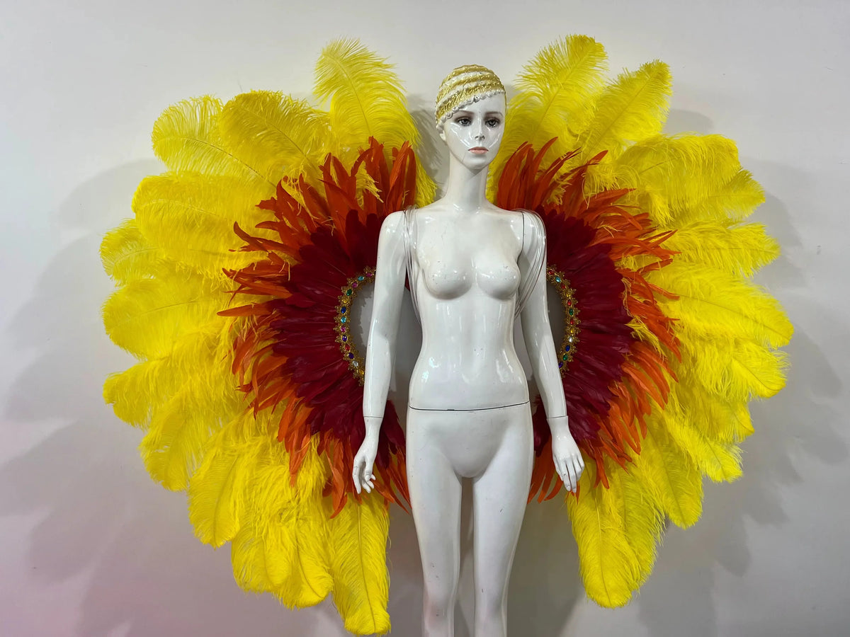Two-Tone Feather Wing Backpiece Stage Costume Accessory