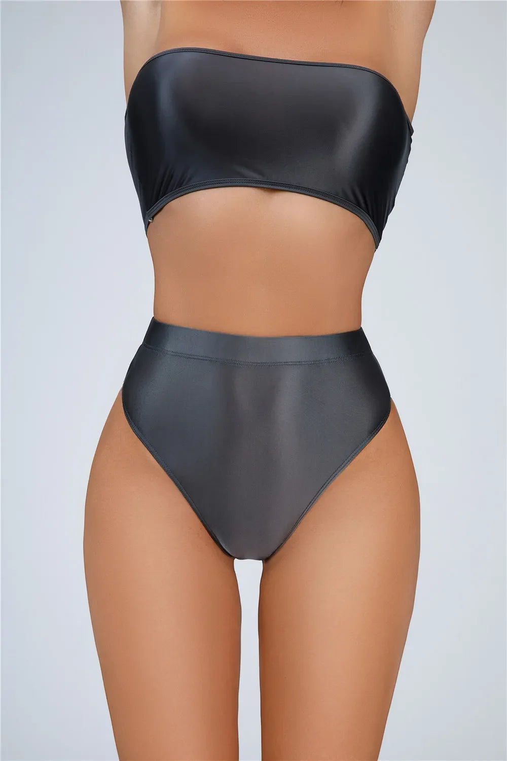 High-Waist Oil Glossy Sheer G-String Thong Satin Smooth Seamless Briefs