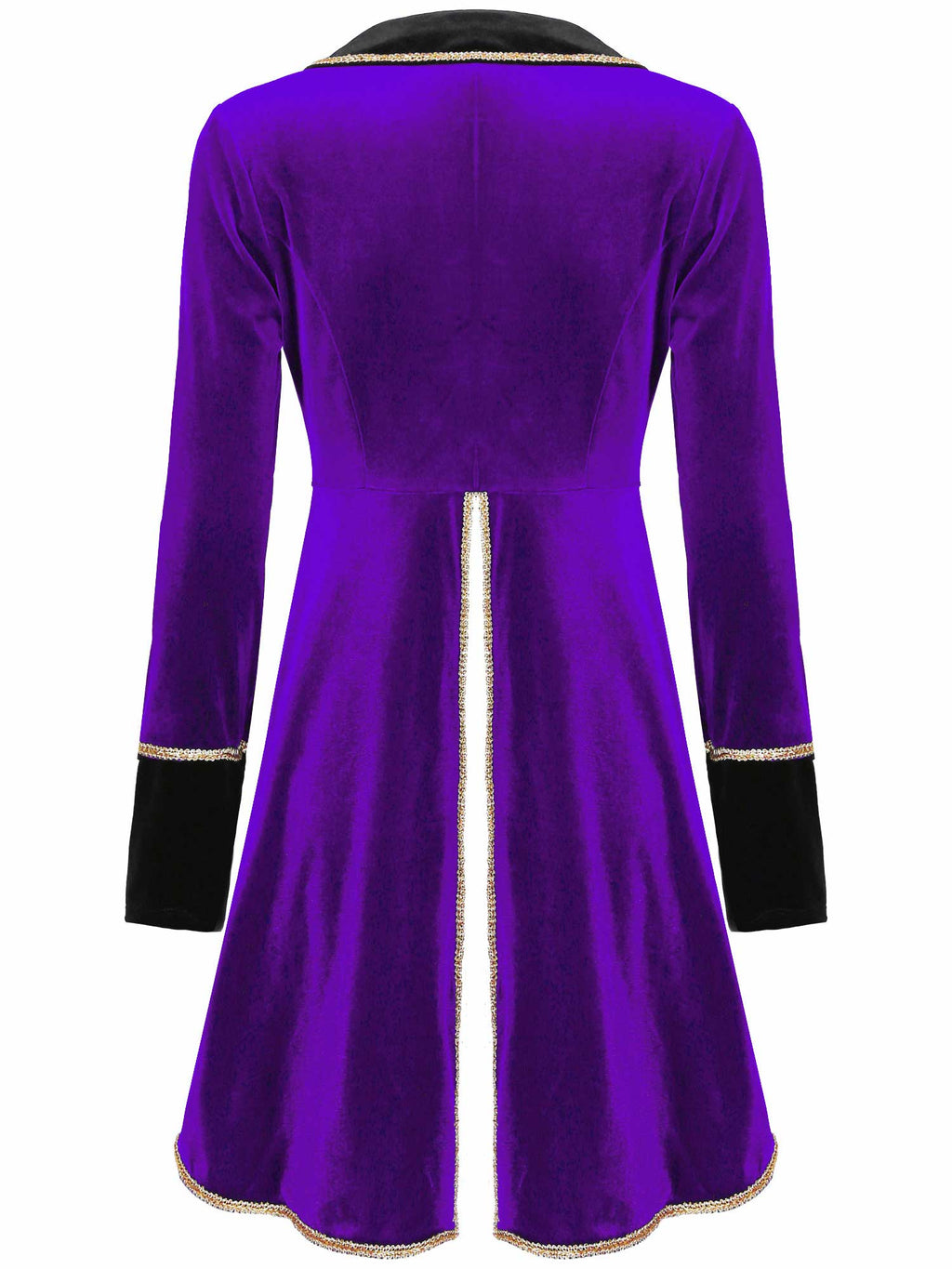 Velvet Circus Ringmaster Gold-Trimmed Swallow-Tail Blazer Coat