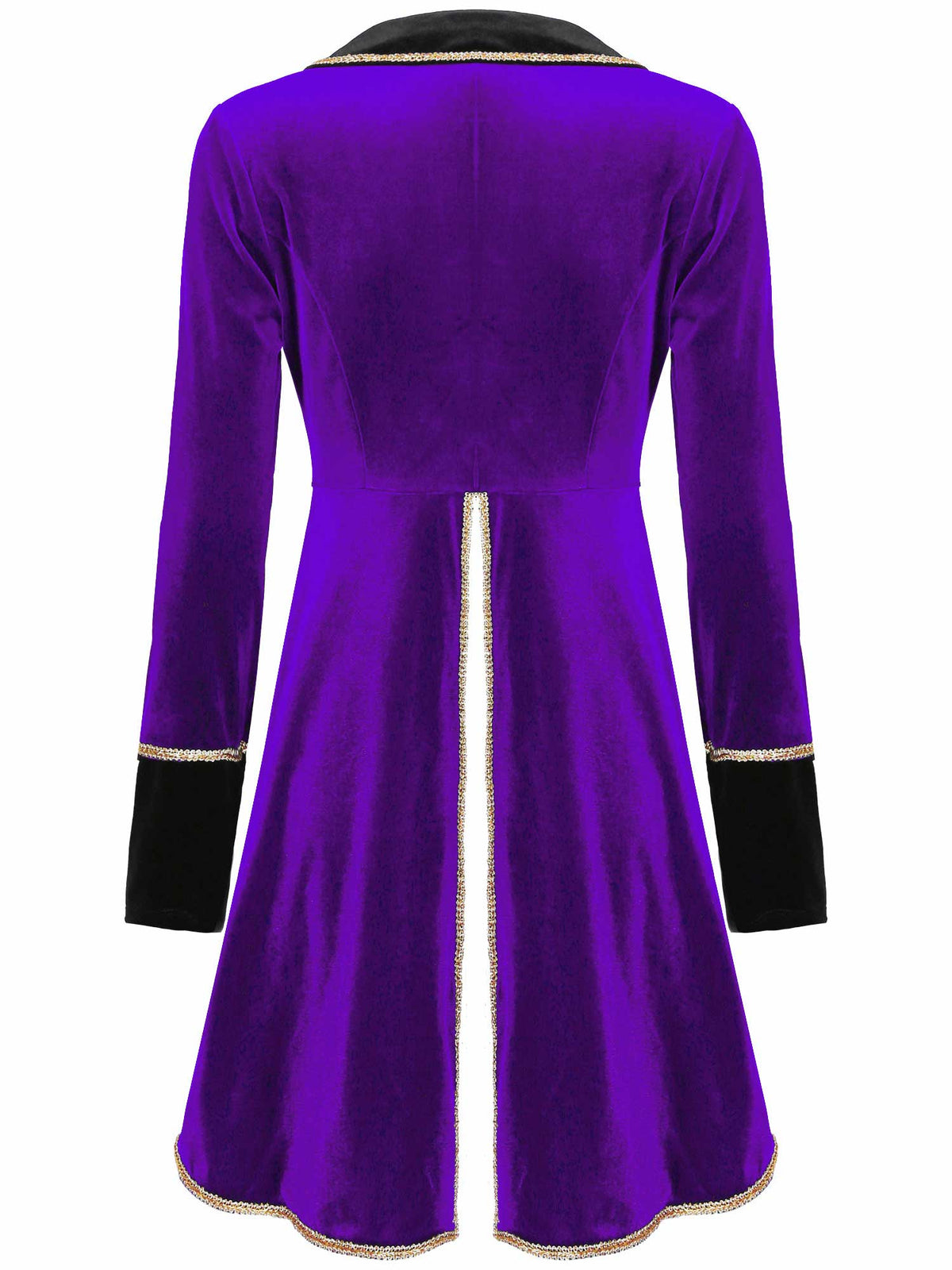 Velvet Circus Ringmaster Gold-Trimmed Swallow-Tail Blazer Coat