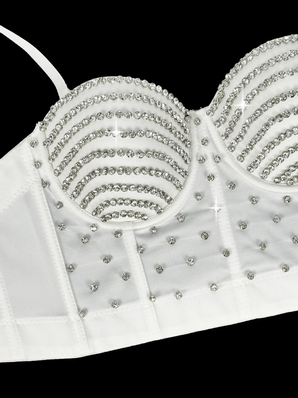 The Stardust Prism Siren – Embroidered Diamond Bustier Corset Crop Top
