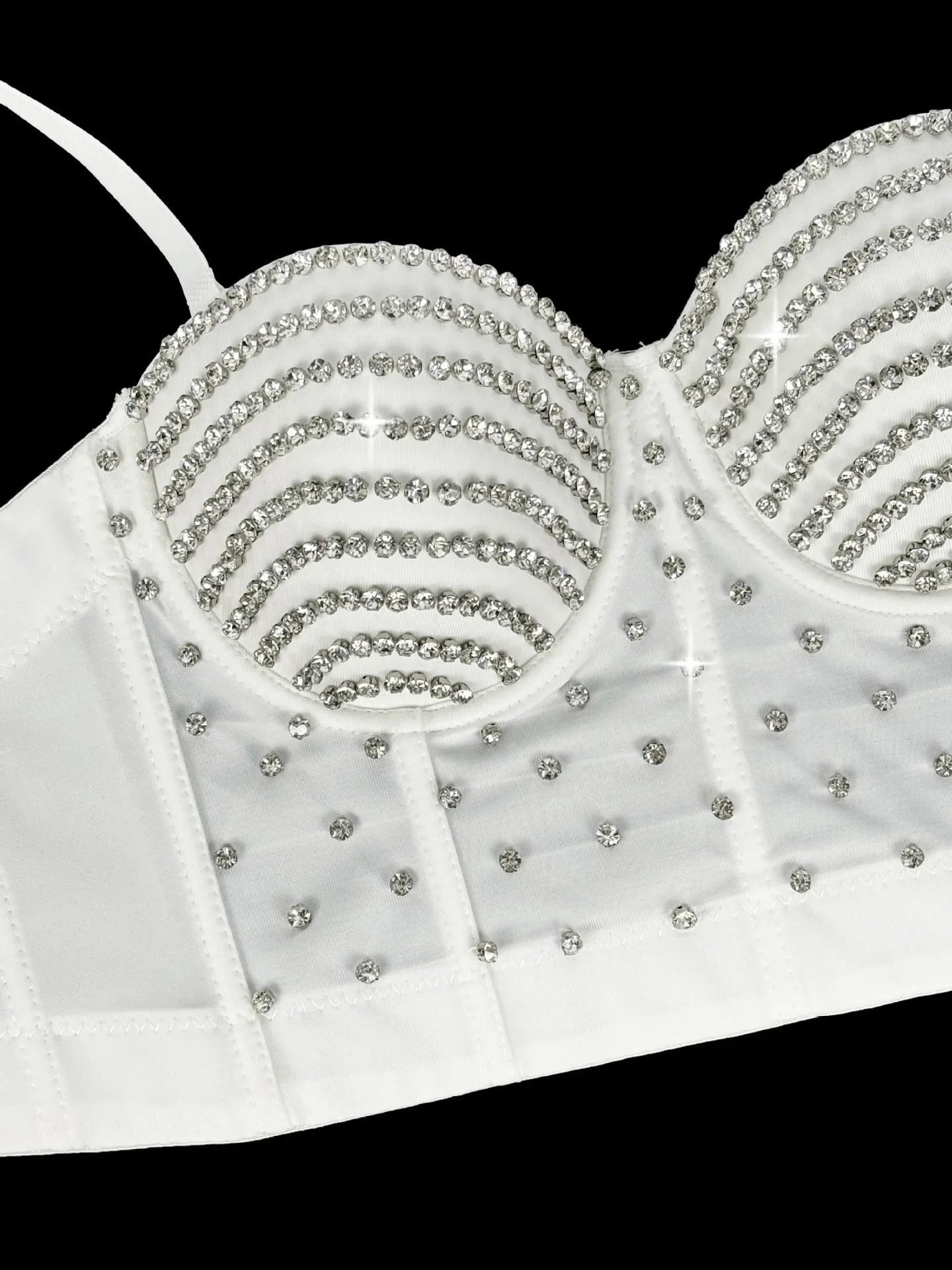 The Stardust Prism Siren – Embroidered Diamond Bustier Corset Crop Top
