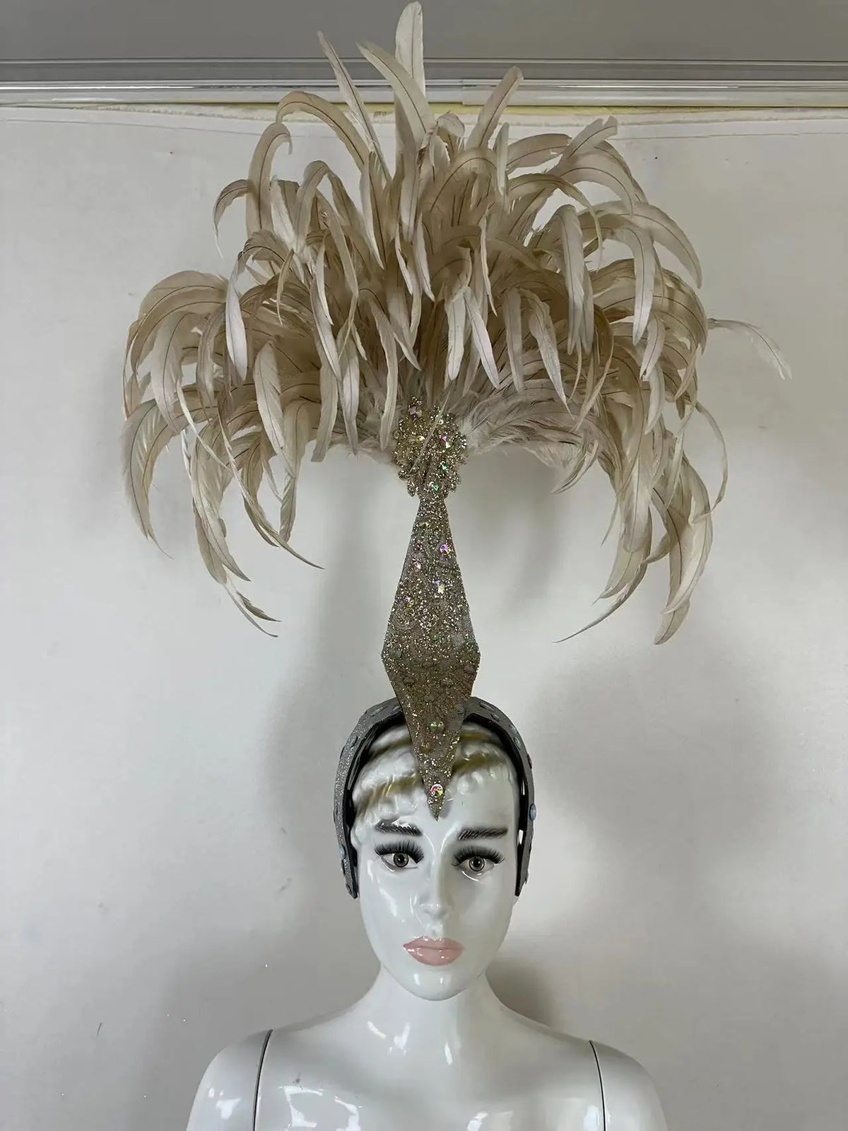 The Stardust Dionysia – Off-White Feather Carnival & Masque Ball Headdress