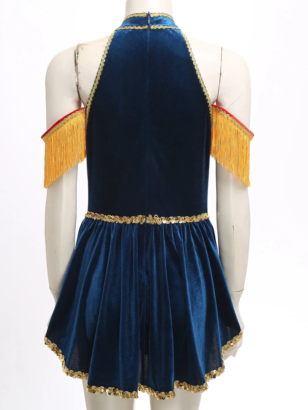Women's Velvet Circus Ringmaster Sequin Tassel Jumpsuit & Tailcoat