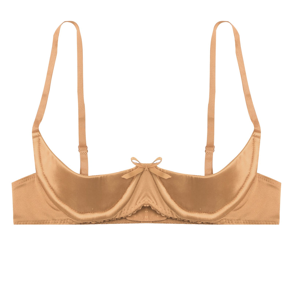 Satin Underwire Half-Cup Push-Up Bra