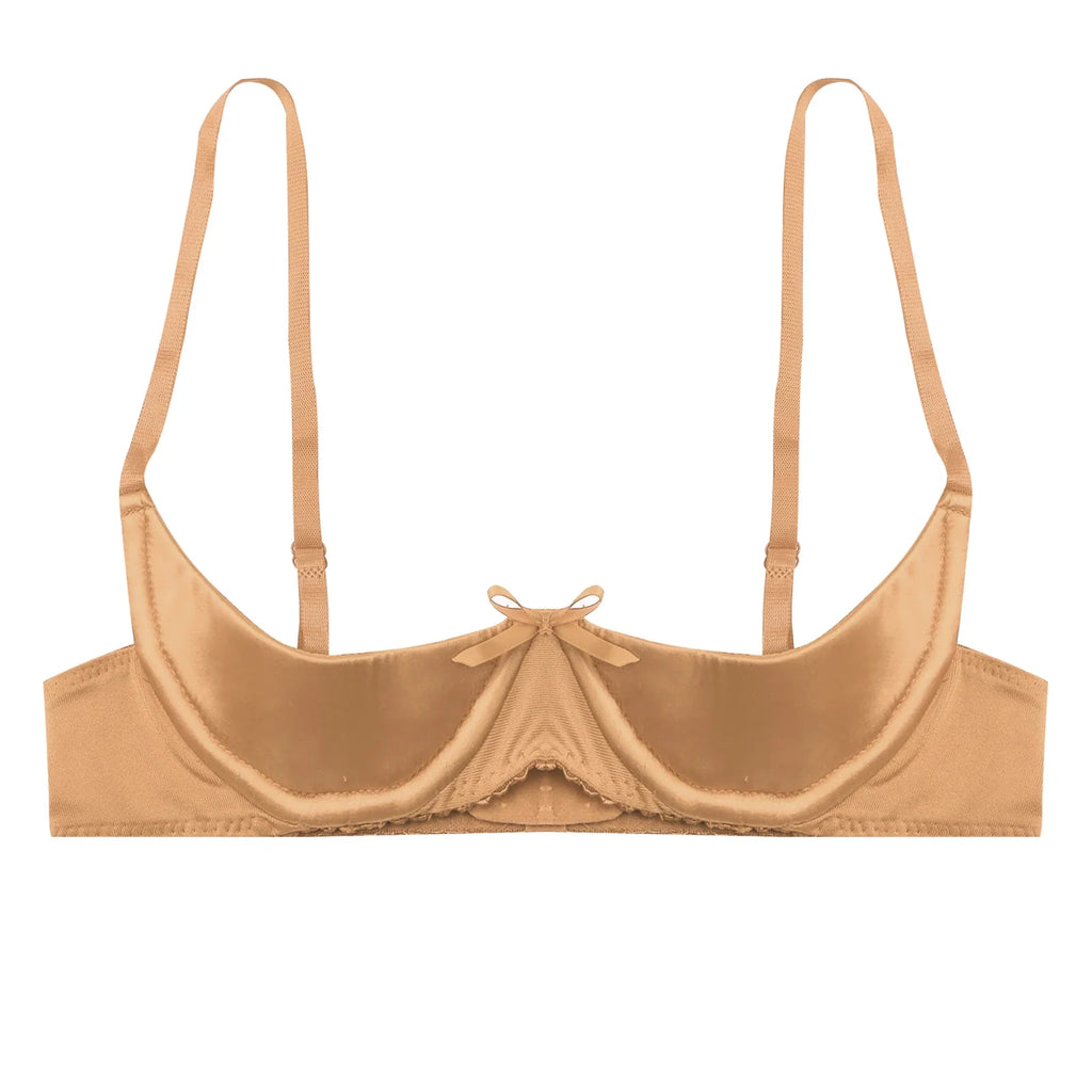 Satin Underwire Half-Cup Push-Up Bra