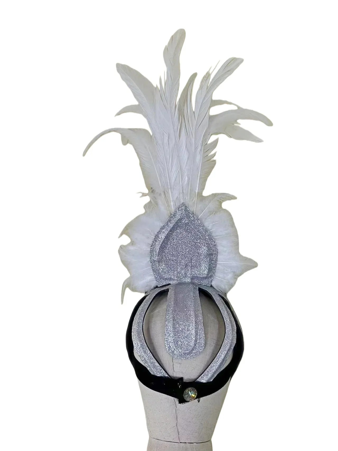 The Stardust Dionysia – Pure White Feather Carnival & Masque Ball Headdress