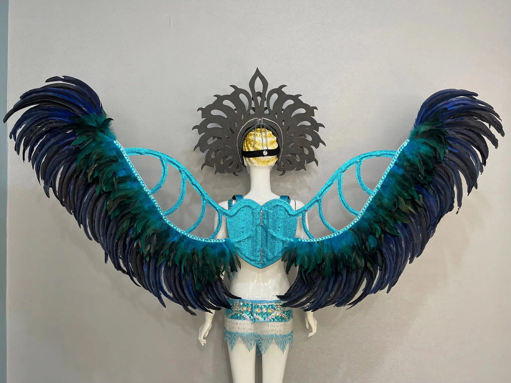 Multi-Color Feathered Wing and Headdress Performance Set