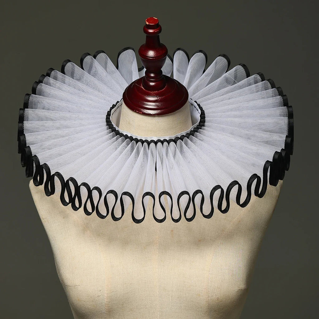 Vintage Renaissance Pleated Mesh Neck Ruff Gothic Clown Collar Choker Costume Accessory