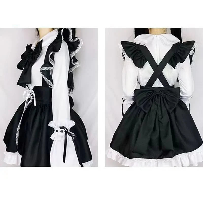 Women Maid Lolita Cosplay Costume – Black & White Apron Dress