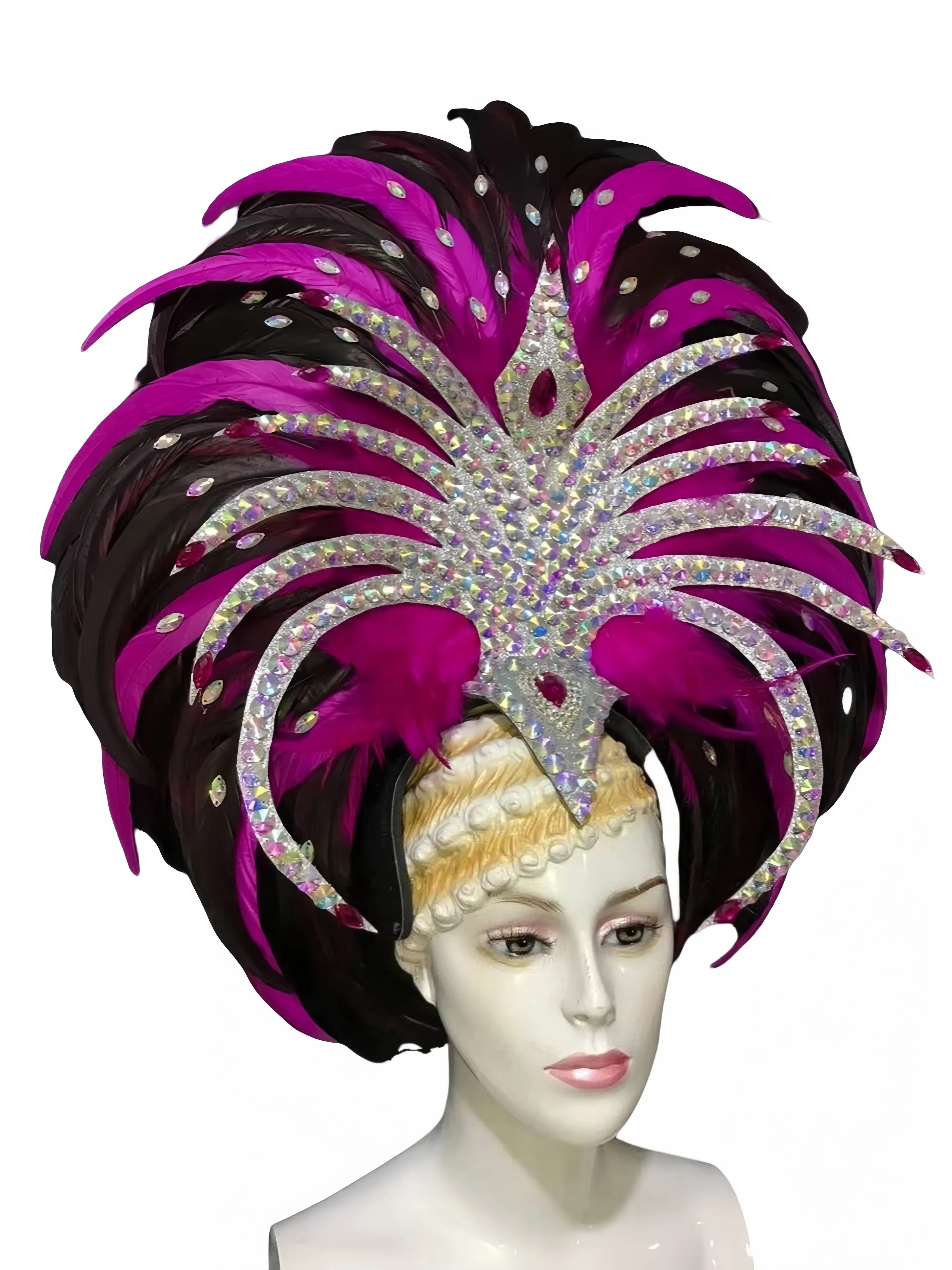 Feather headdress samba costume carnival halloween party bar performance hat makeup dance wings parade