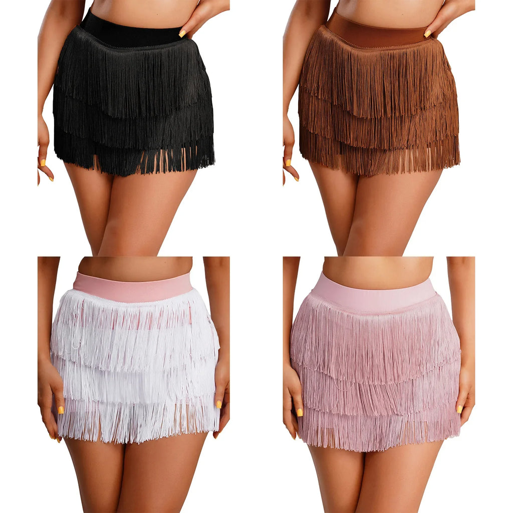 The Stardust Havana Fringe Skirt – High-Waist Tiered Tassel Performance Skirt