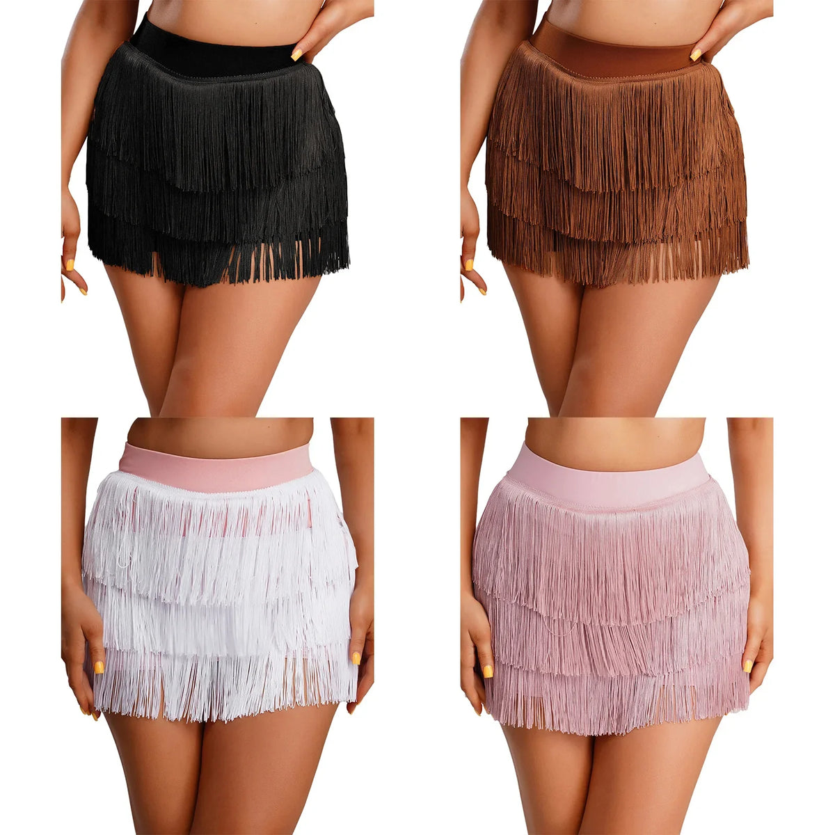 The Stardust Havana Fringe Skirt – High-Waist Tiered Tassel Performance Skirt