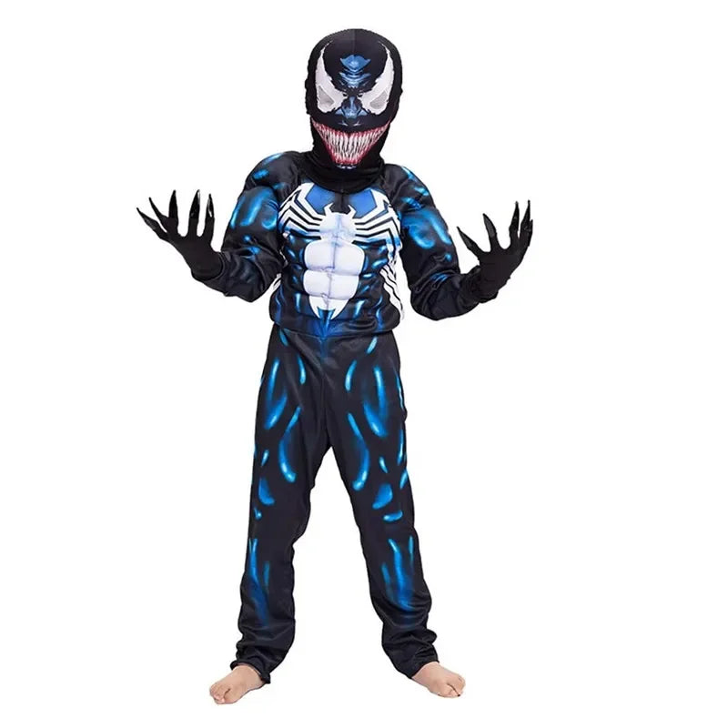 Kids Black Spider Costume Superhero Jumpsuit – 3D Spandex Bodysuit
