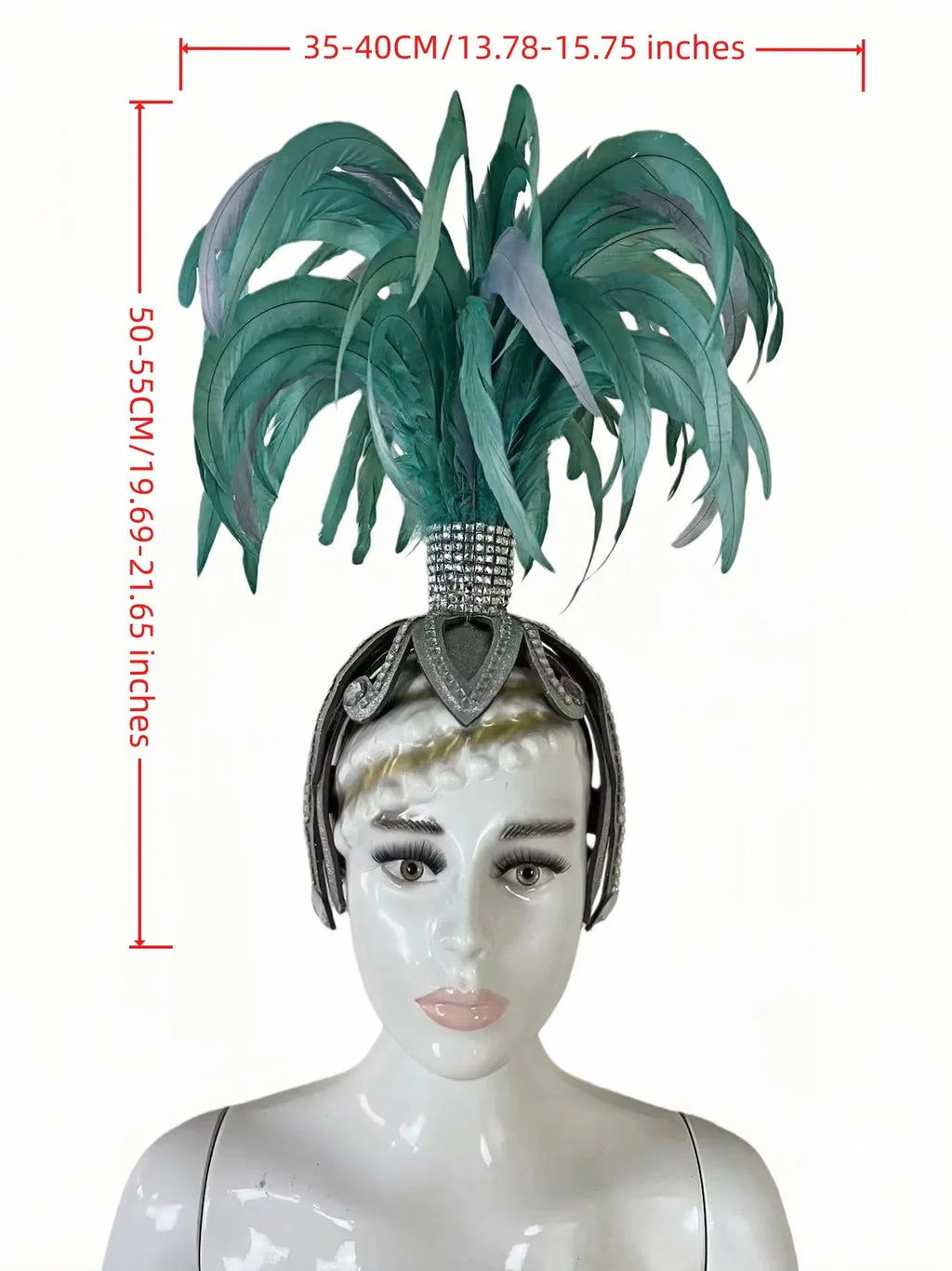 The Stardust Dionysia – Mint Green Feather Carnival & Masque Ball Headdress