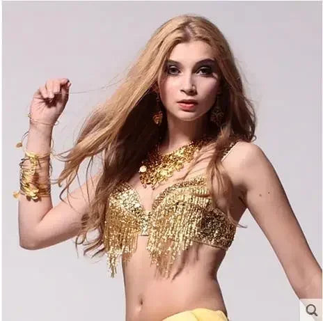 The Stardust Prism Sirena – Deluxe Beaded & Sequined Tassel Belly Dance Bra Top