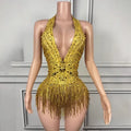 The Stardust Gradient Siren Dress – Luxury Rhinestone Tassel Latin Dance Costume