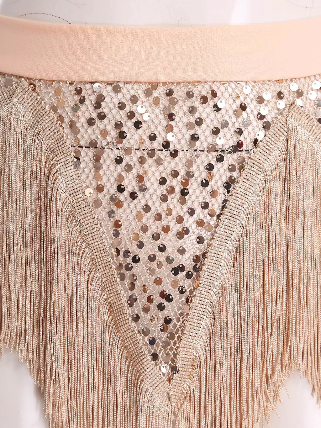 Glitter Sequin Fishnet Mesh Hip Scarf & Tassel Waist Wrap Belly Dance Skirt
