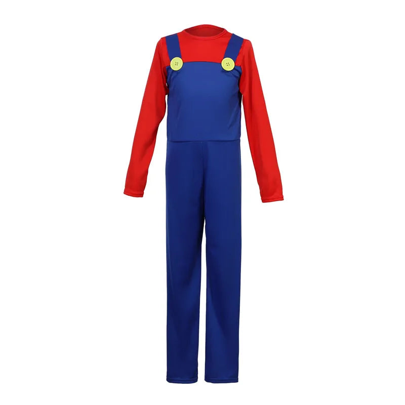 Boy Red & Green Game Jumpsuit Costume with Hat, Beard & Gloves