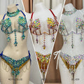 The Stardust Empress Royale – Deluxe Rhinestone Samba Carnival Wire Bra, Panty, Belt & Necklace 4-Piece Costume Set