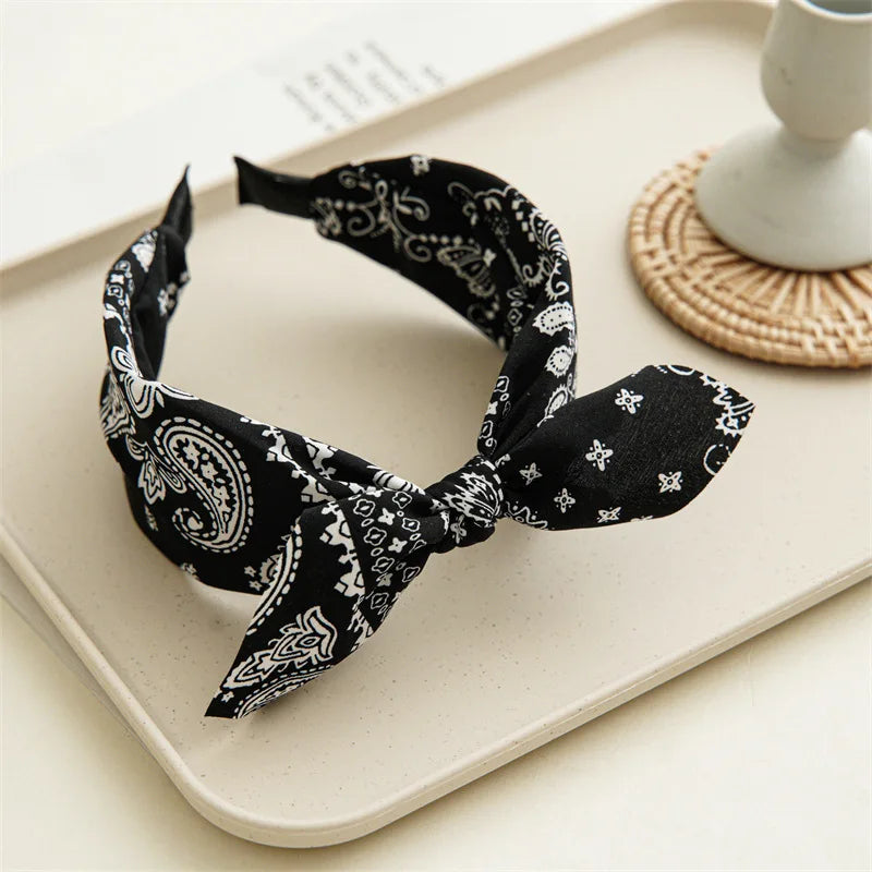 Paisley Bandana Rabbit Ear Headband for Women