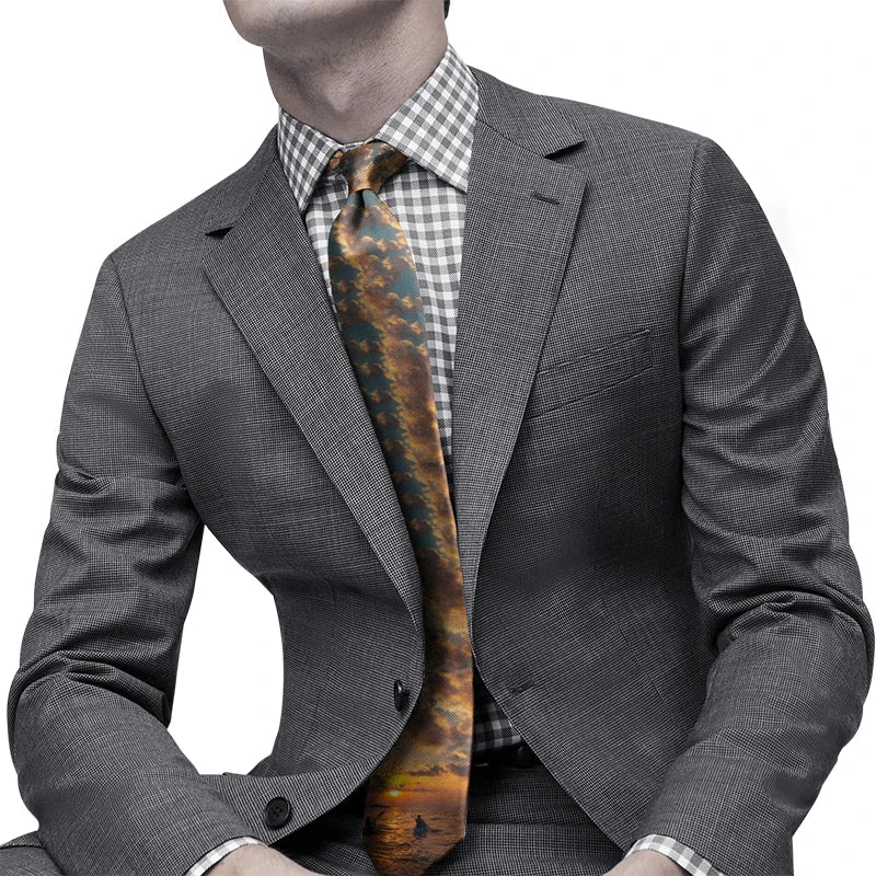 Novelty Creative Cool Men Tie 3D Printing Starry Night Pattern Fashion Harajuku Casual Necktie Birthday Party Halloween Gift Tie