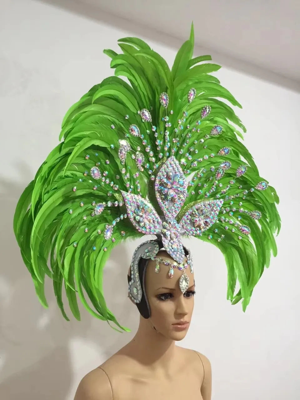 Feather headdress samba costume carnival halloween party bar performance hat makeup dance wings parade