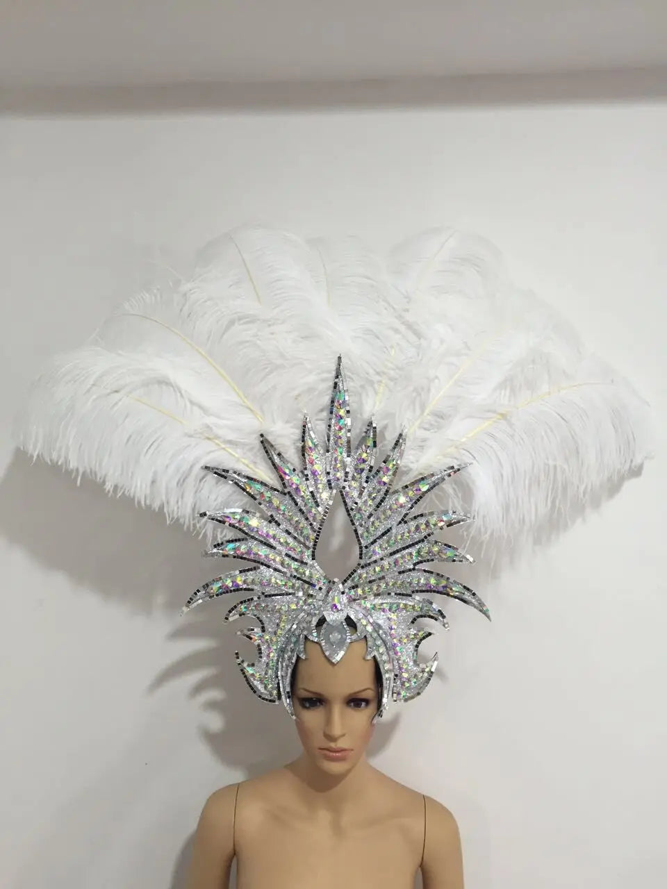 The Stardust Majestic Feather Crown – Carnival & Cabaret Stage Headdress