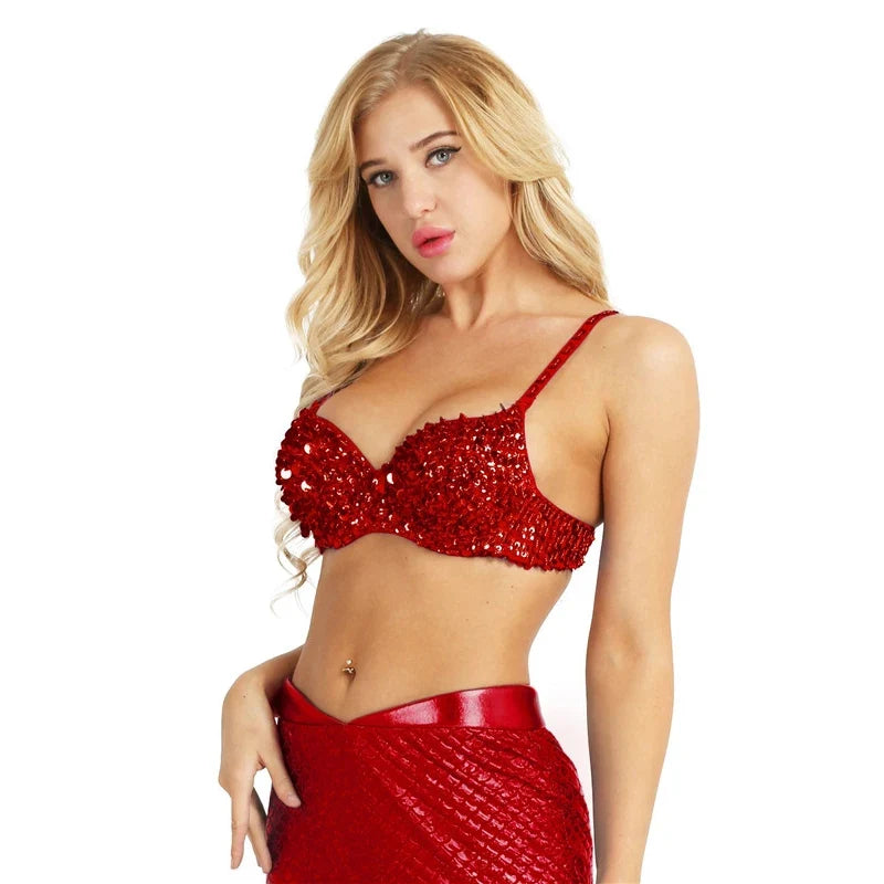 The Stardust Prism Sirena – Sequined & Looped Beading Padded Push-Up Bra Top