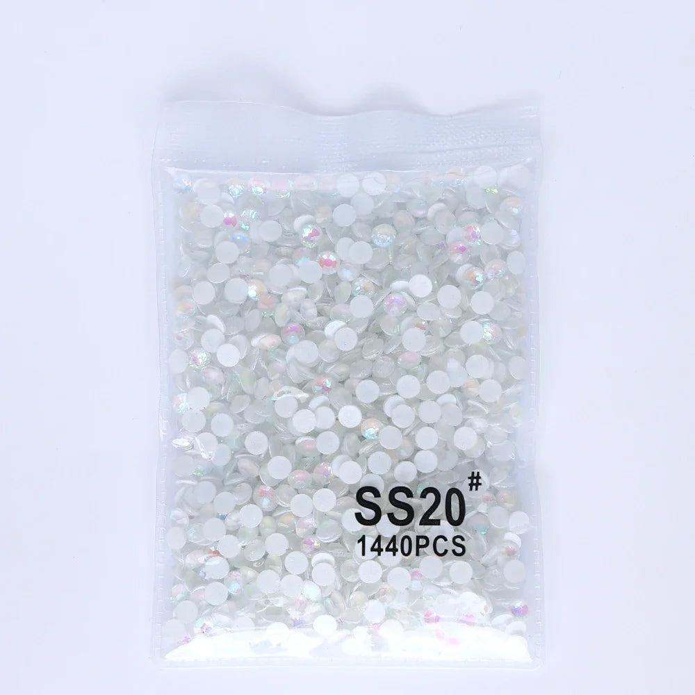 SS6-SS30 Mocha Shimmer White Glass Flatback Non-hotfix Rhinestones