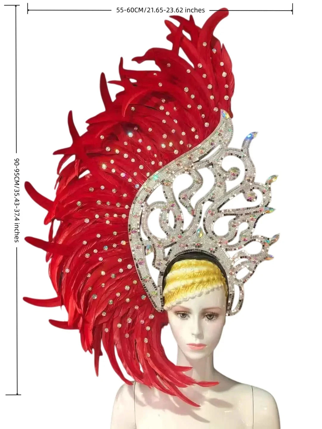 The Stardust Samba Radiance – Elegant Feathered Stage & Carnival Headdress