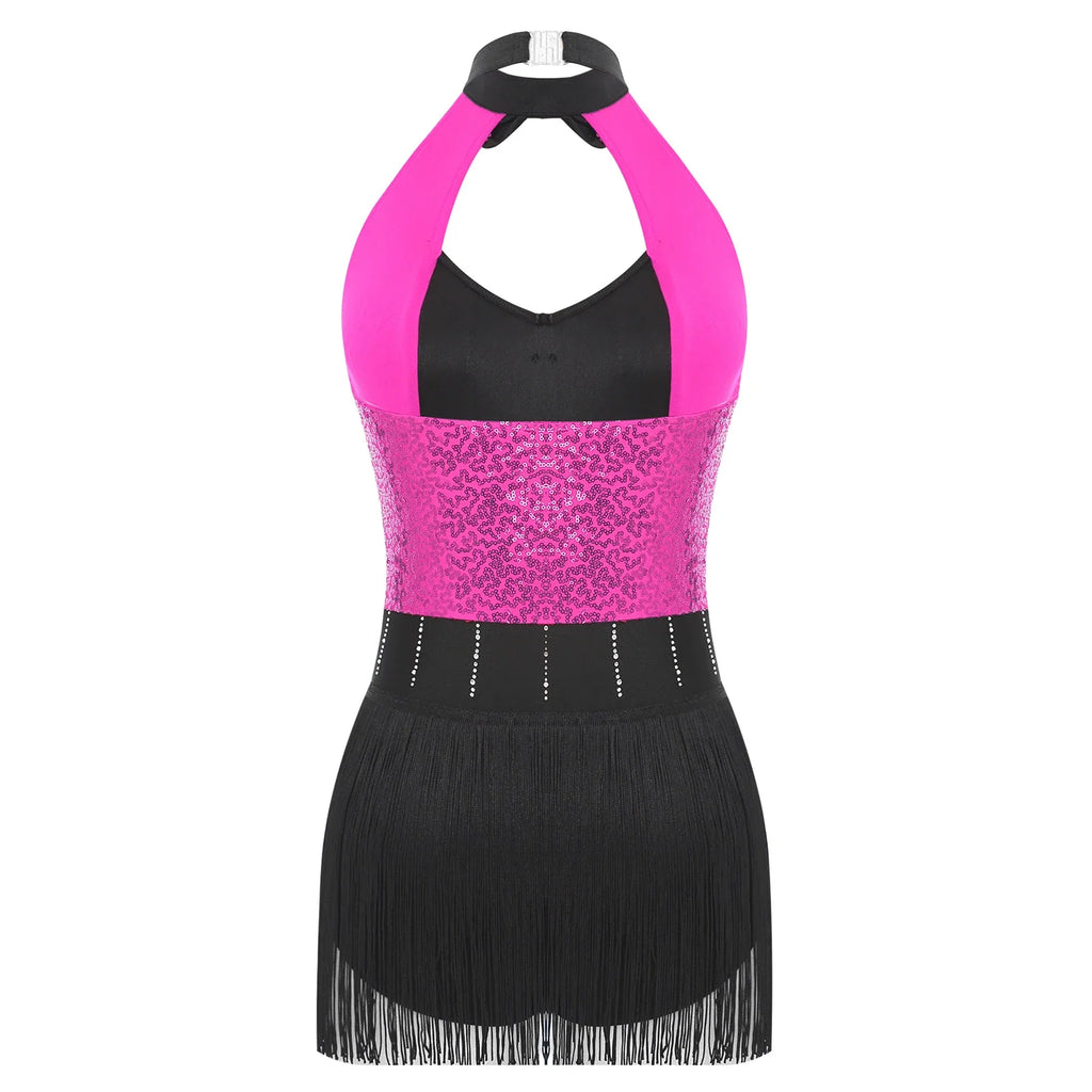 The Stardust Tuxedo Tassel Bodysuit – Luxury Sequins & Rhinestone Showgirl Leotard
