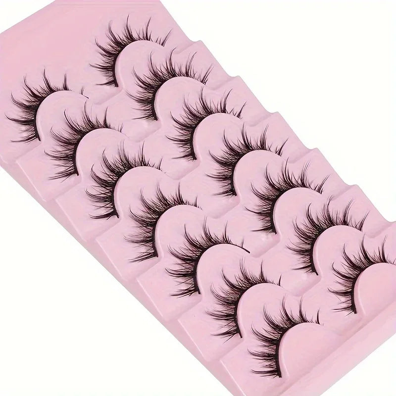 7 Pairs Manga Lashes - Natural Look, 3D Volume, Wispy, Fluffy, Spiky, Anime & Cosplay Eyelashes - Pack