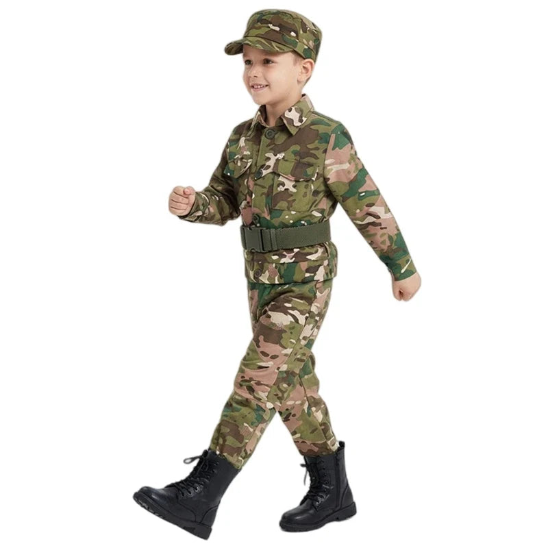 Kids Army Soldier Costume Set – Camouflage Military Outfit