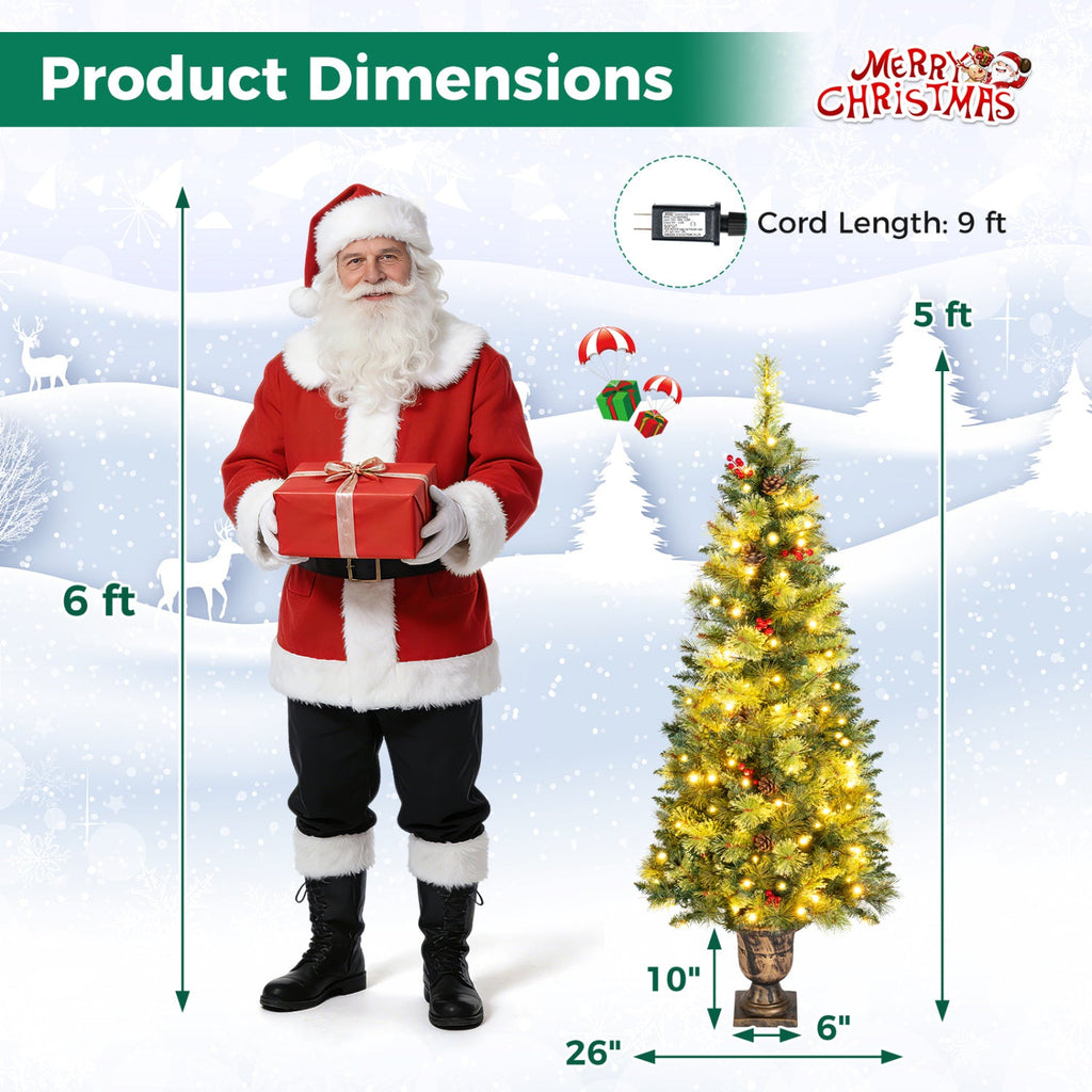 5 Ft Pre-Lit LED Christmas Tree with Urn Base (Set of 2)