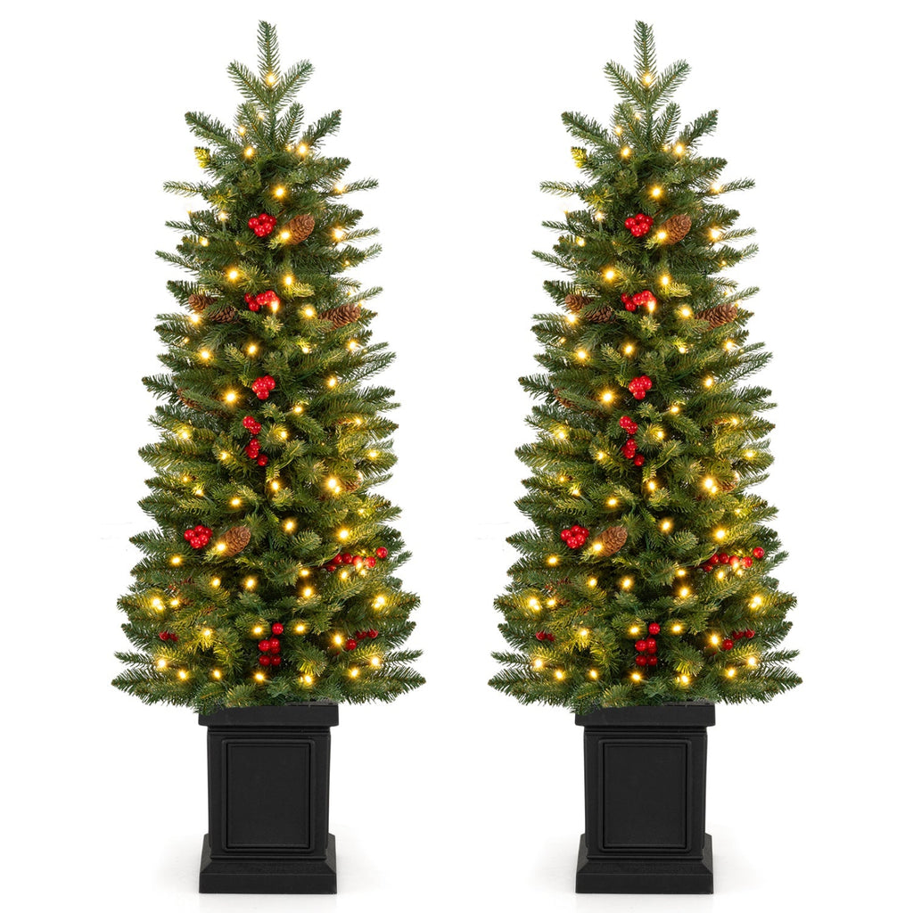 Pre-Lit Potted Christmas Tree with Warm White LED Lights