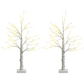 Set of 2 Pre-lit White Twig Birch Tree Battery Powered for Christmas Holiday