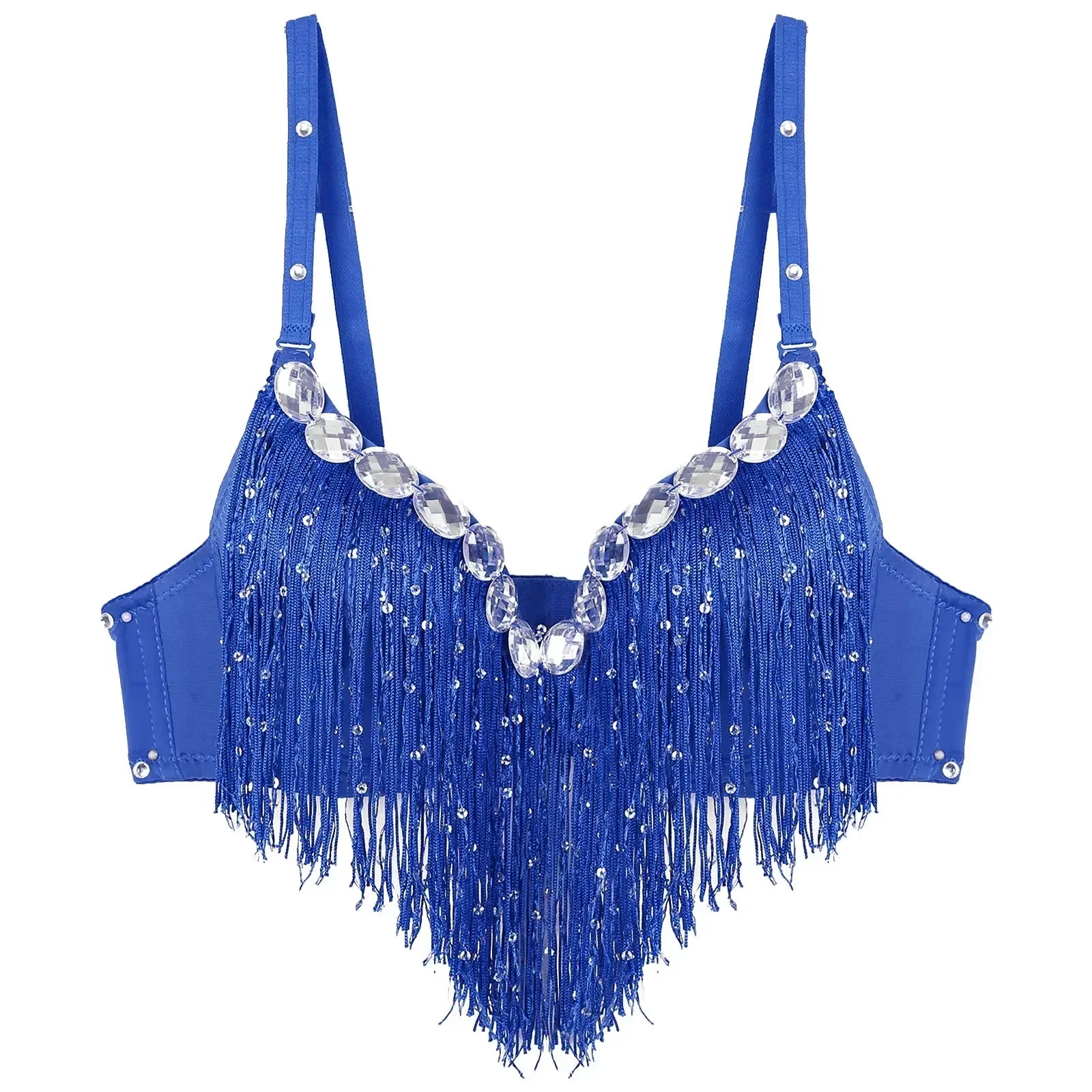 The Stardust Oasis Sirena – Sequined Tassel & Rhinestone Push-Up Belly Dance Bra Top
