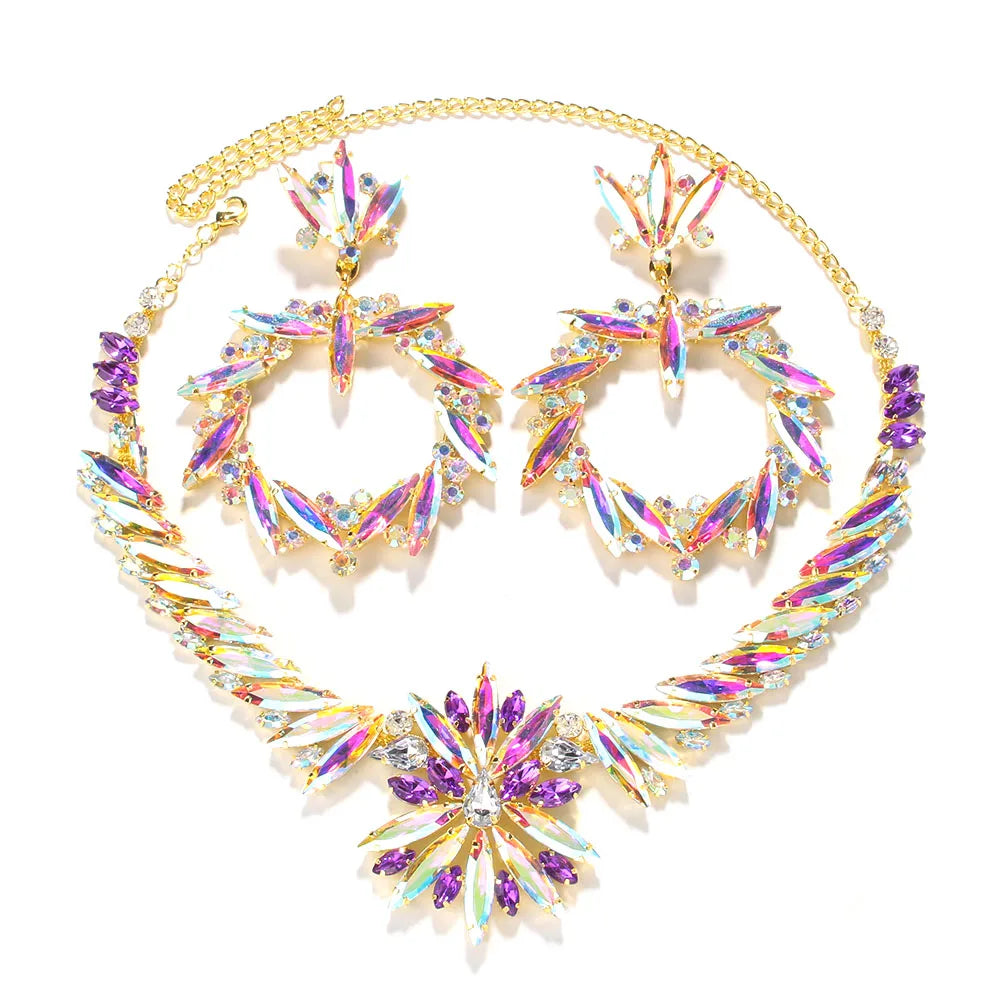 AB Rhinestone Necklace & Jewelry Set