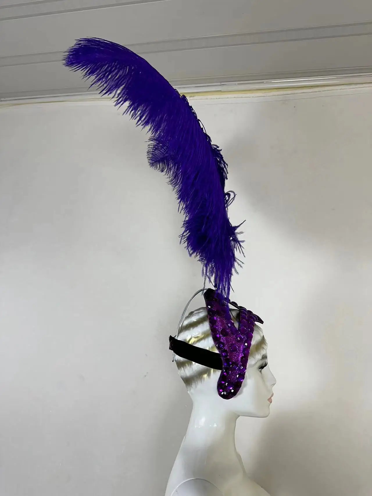 The Stardust Azure Sovereign – Royal Blue Feather Samba Carnival Headdress