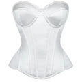 Overbust Corset Bustier Top Built-In Bra Cup Lace-Up Waist Cincher