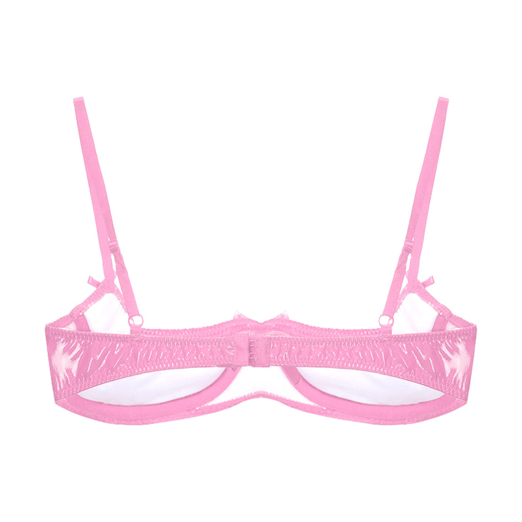 Patent Leather Underwired Open-Cup Bra