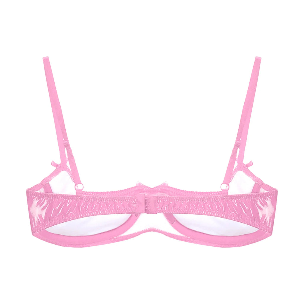 Patent Leather Underwired Open-Cup Bra
