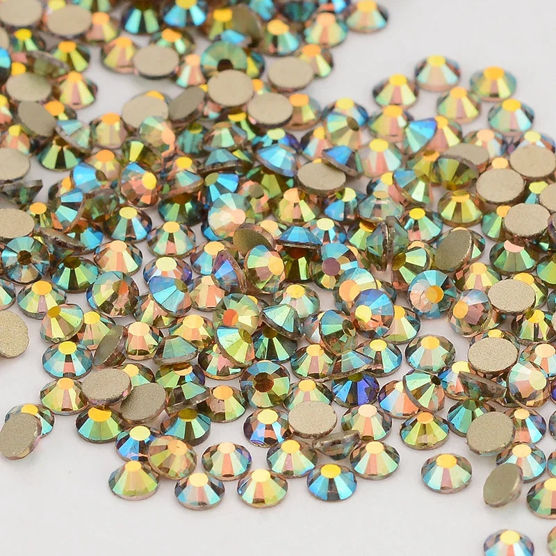 SS3-SS60 AB Gold Bottom Non-Hotfix Glass Flatback Rhinestone