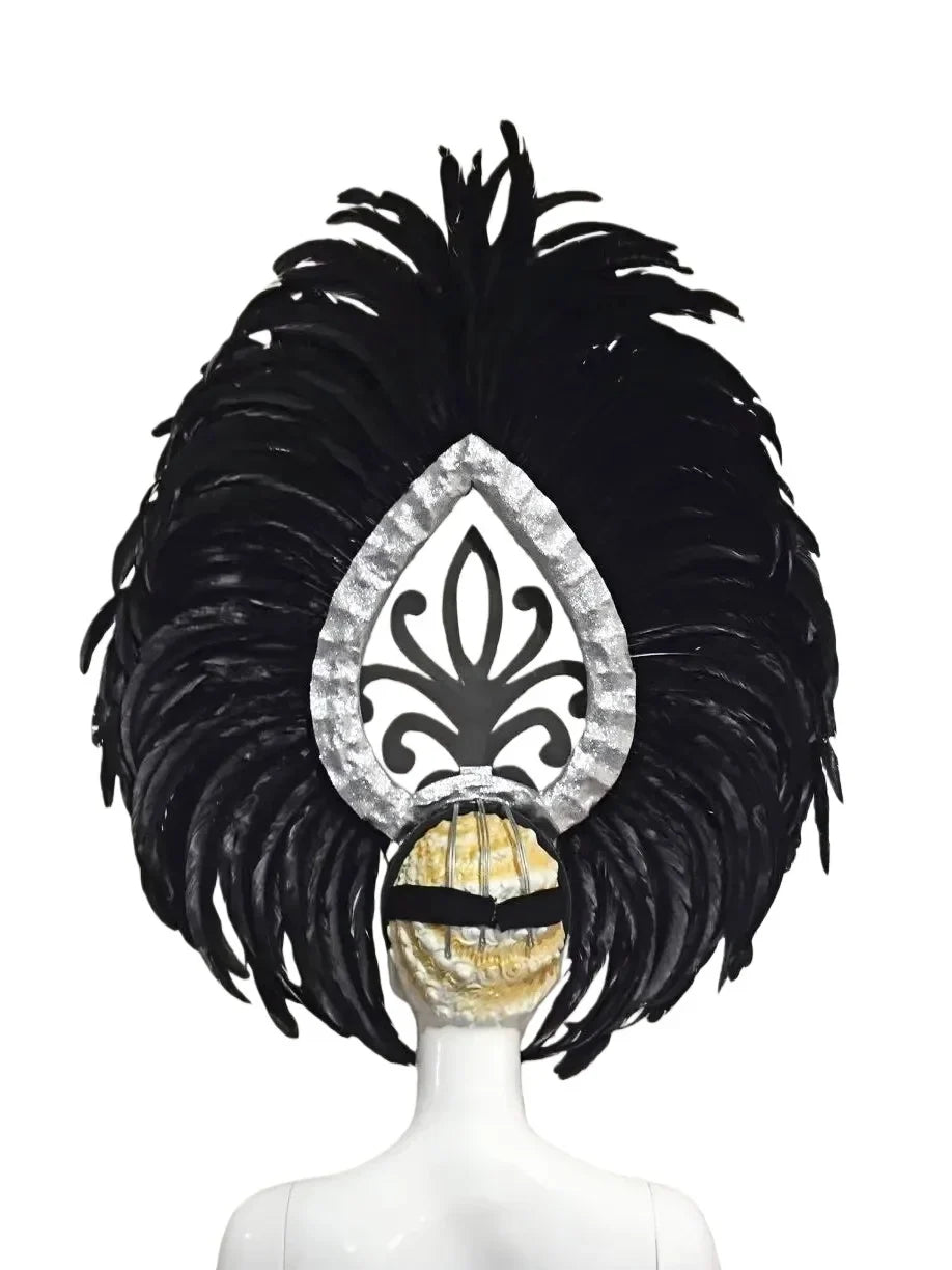 The Stardust Empress Dionysia – White Feather Carnival & Masque Ball Headdress
