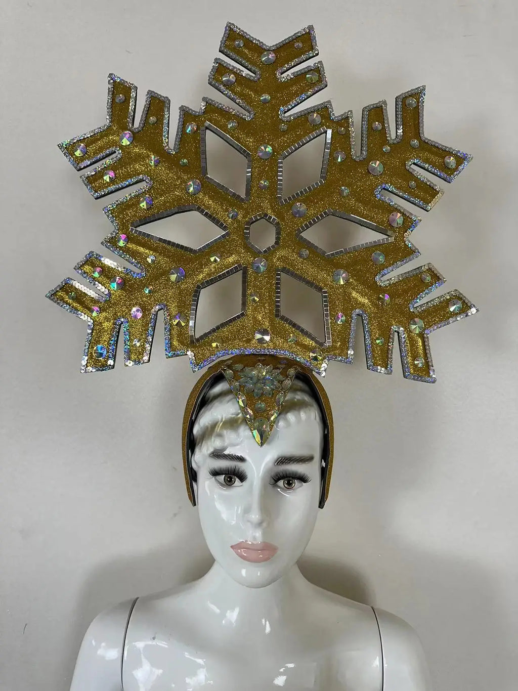 The Stardust Dionysia – Gold Snowflake Starburst Carnival & Masque Ball Crown