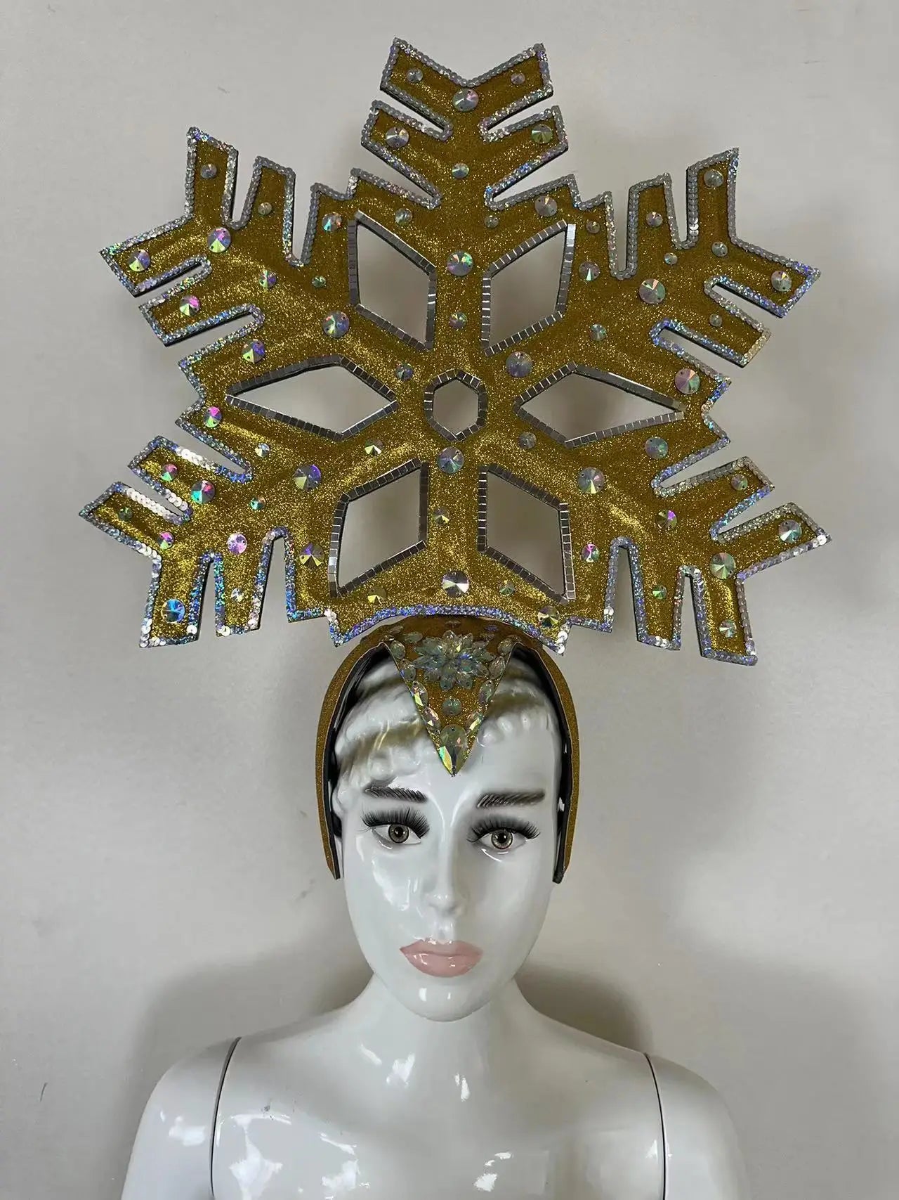 The Stardust Dionysia – Gold Snowflake Starburst Carnival & Masque Ball Crown