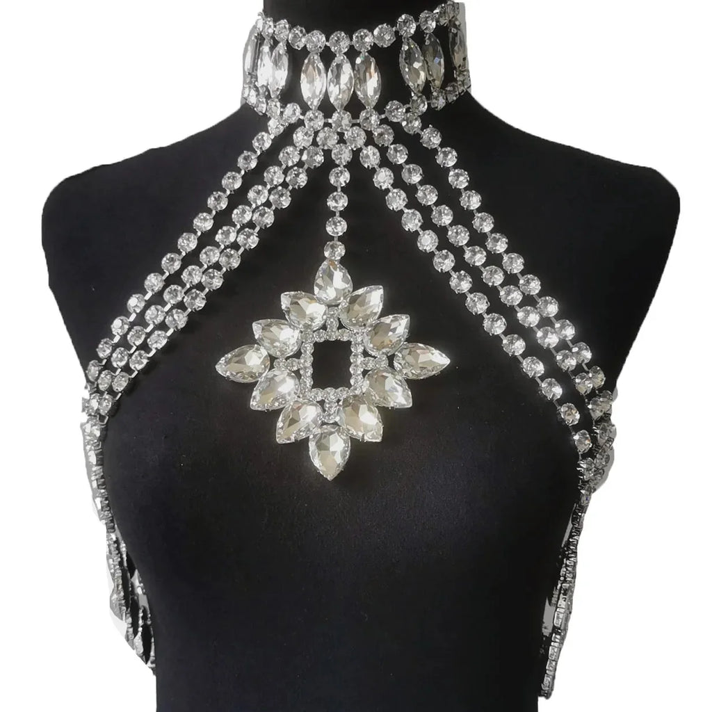 Glass Rhinestone Crystal Choker Body Jewelry