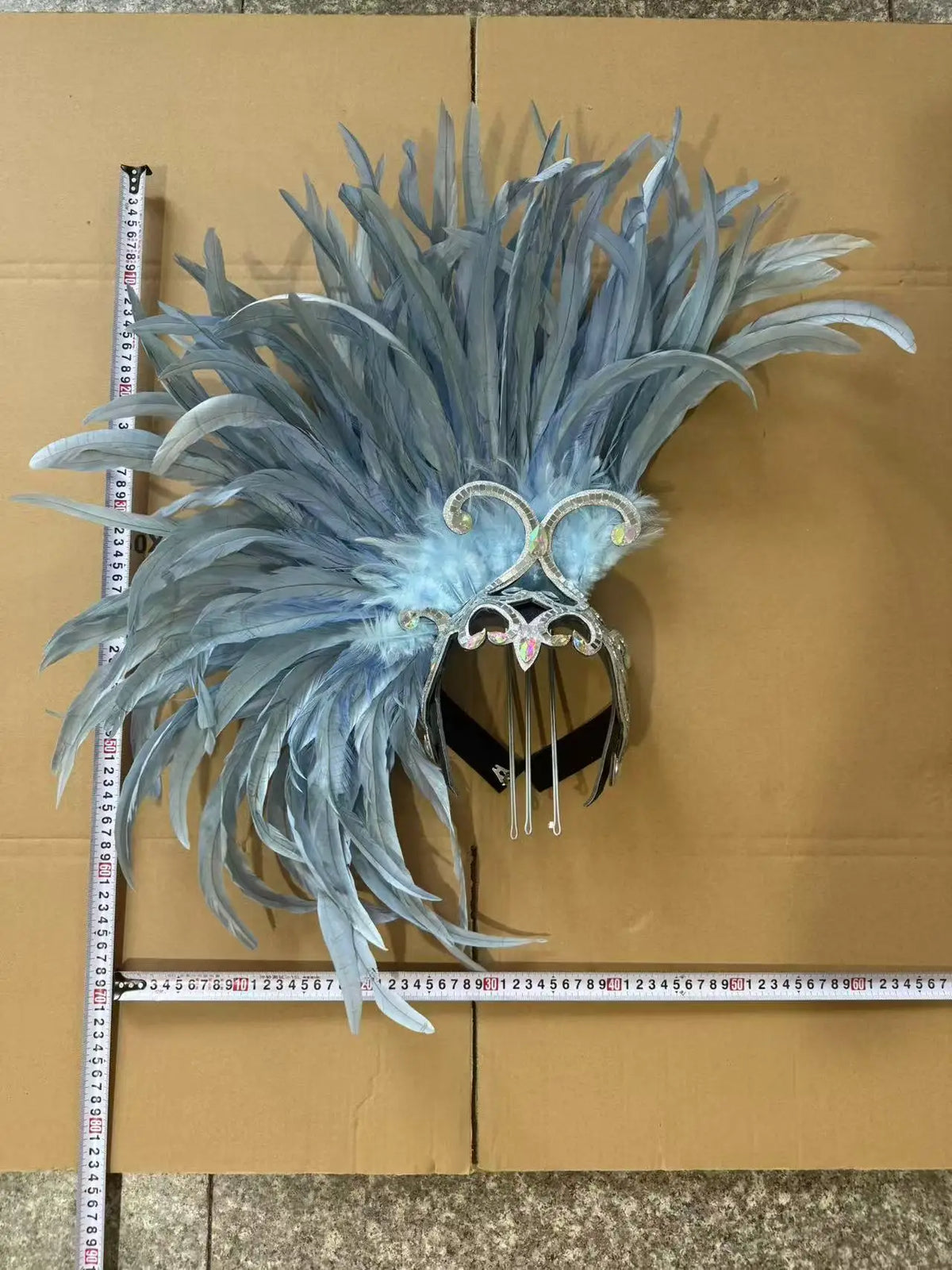 The Stardust Mirage – Exquisite Blue Feathered Samba Carnival Headdress